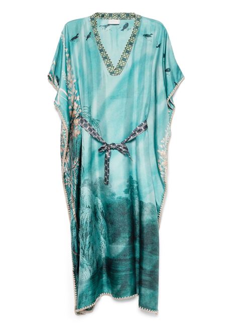 Kaftano in seta stampata turchese PIERRE LOUIS MASCIA | ALOE/S-KL12428515004/101